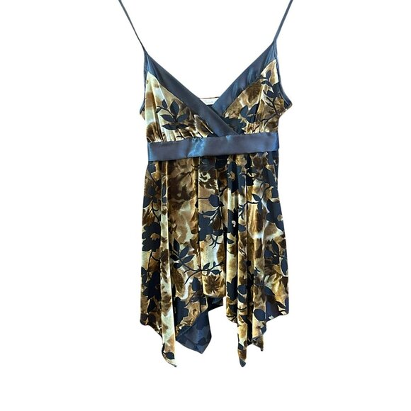 Y2K Charlotte Russe Burnout Velvet Boho  Handkerchief Hem Blouse Woodland Fairy - Picture 1 of 8